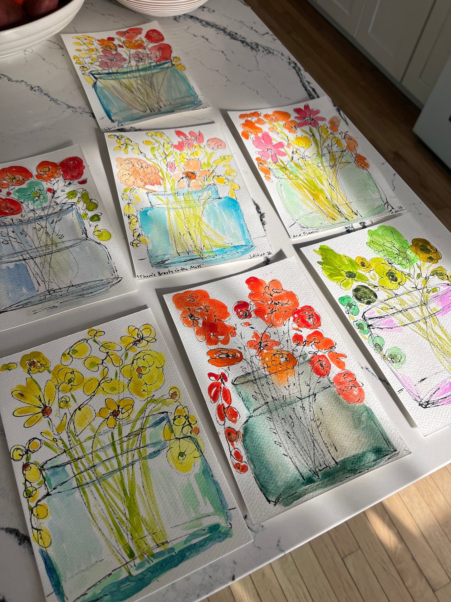 “Life is Full” original watercolor on paper mini