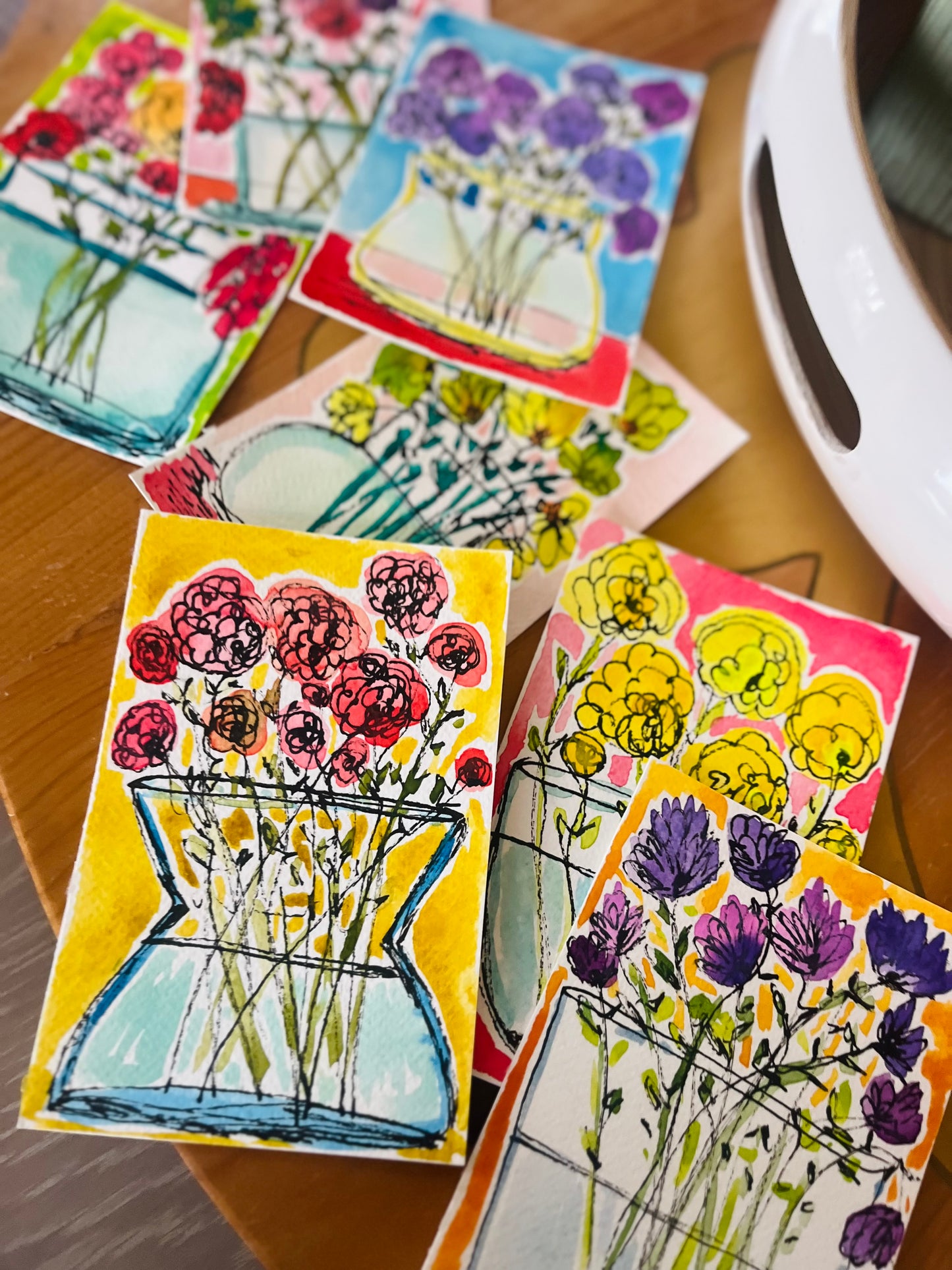 “Everything is Wonderful” mini mini original watercolor on paper