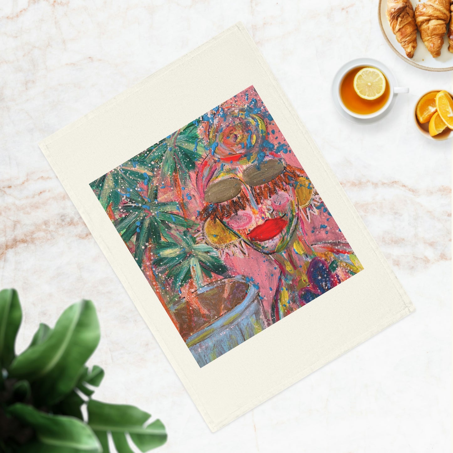 "Palm Tree Dreaming" Girl Talk Art Series Cotton Tea Towel