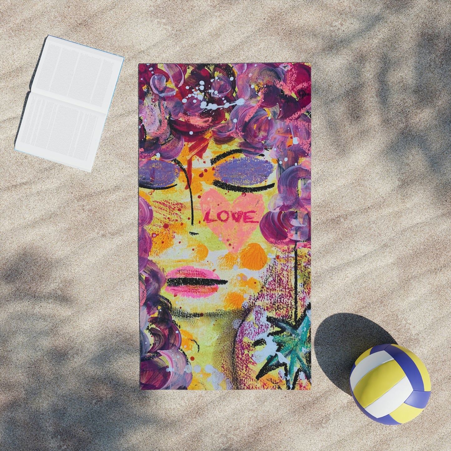 Love + Daydreaming Girl Talk Art Beach Towel