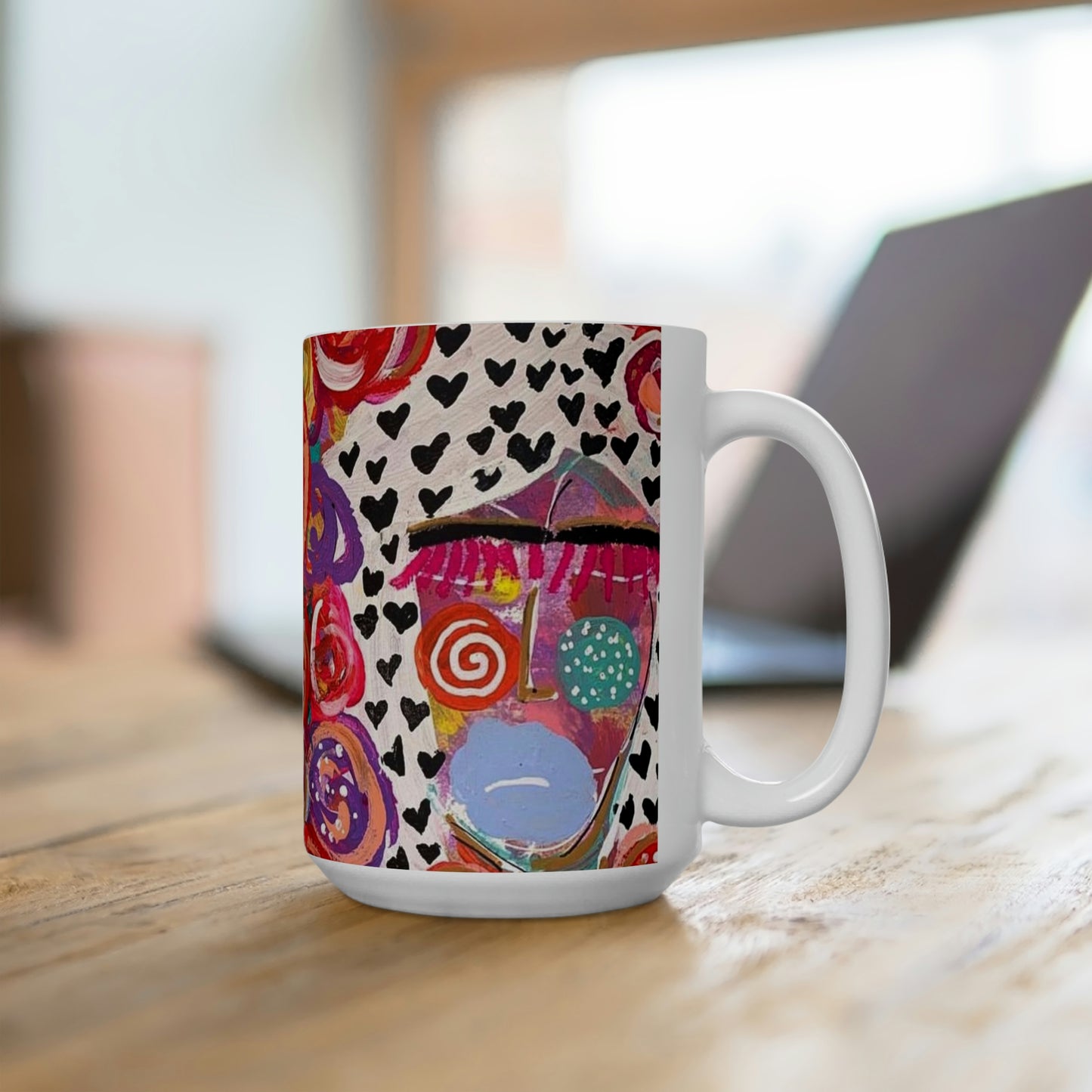 Flowers + Friends girl talk art Ceramic Mug 15oz