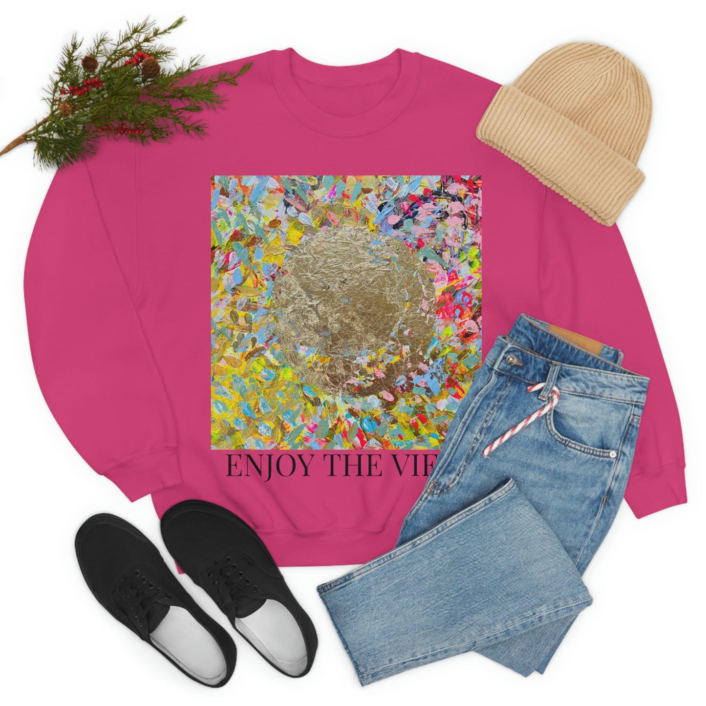 "ENJOY THE VIEW" Original Painting Unisex Heavy Blend Crewneck Sweatshirt