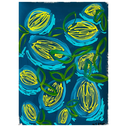 “Blue” acrylic on paper original painting