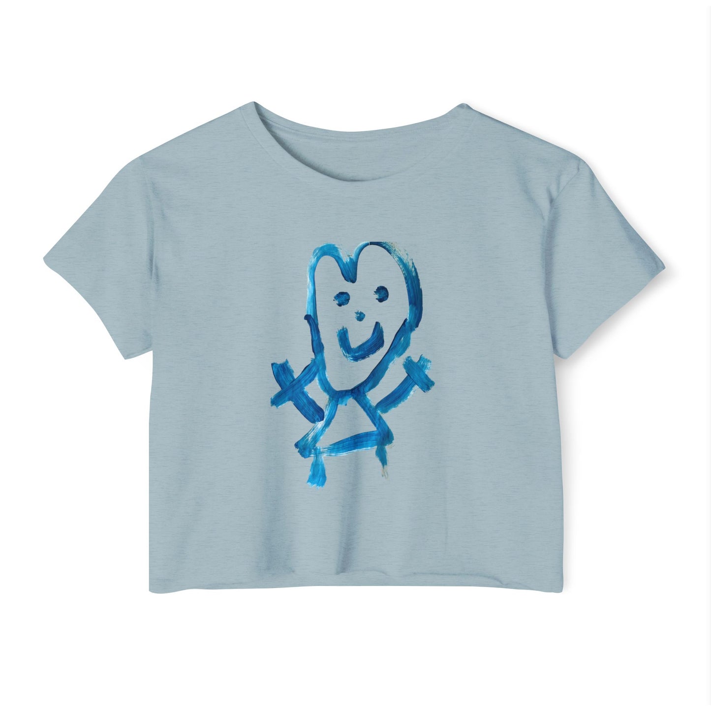 Crop Top Smiley Art Tee for Women - Shep's Famous Design