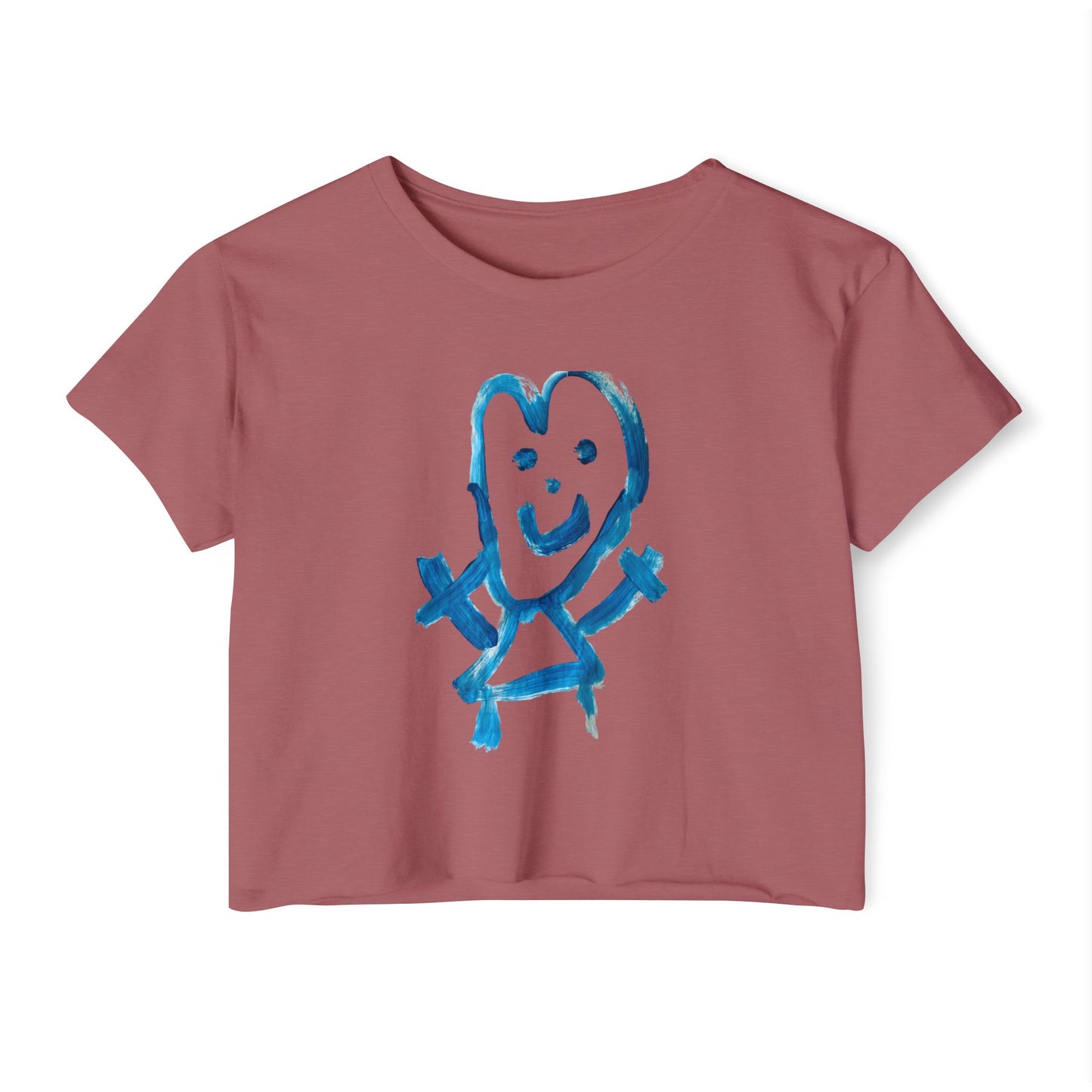 Crop Top Smiley Art Tee for Women - Shep's Famous Design