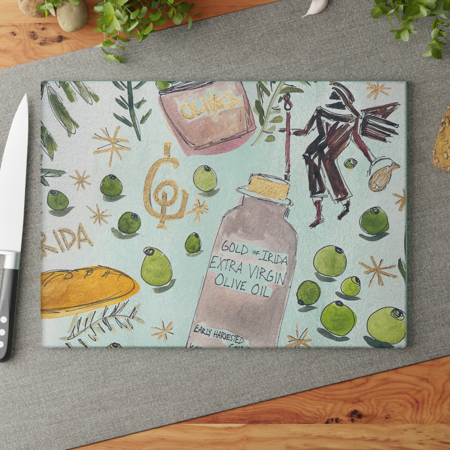 "Gold of Irida" Glass Cutting Board