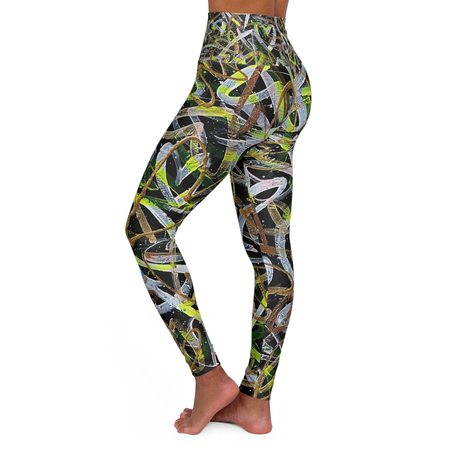 "Electric Mood"High Waisted Yoga Leggings (AOP)