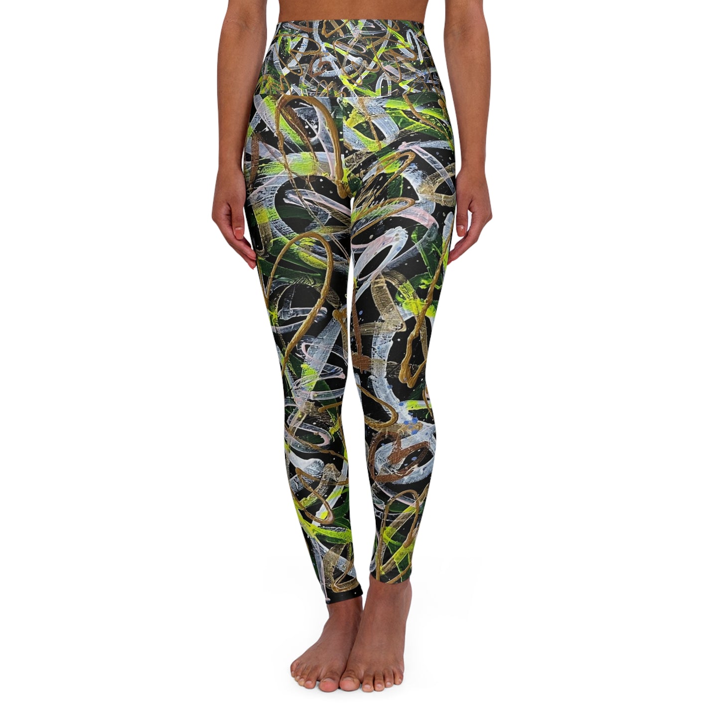 "Electric Mood"High Waisted Yoga Leggings (AOP)