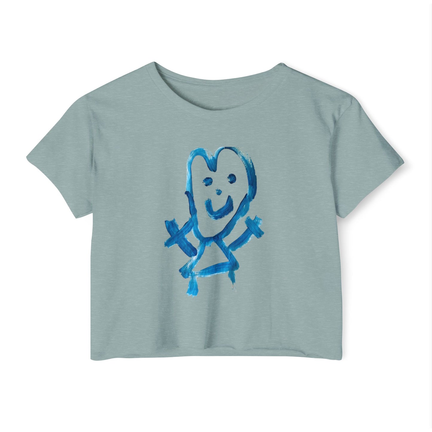 Crop Top Smiley Art Tee for Women - Shep's Famous Design