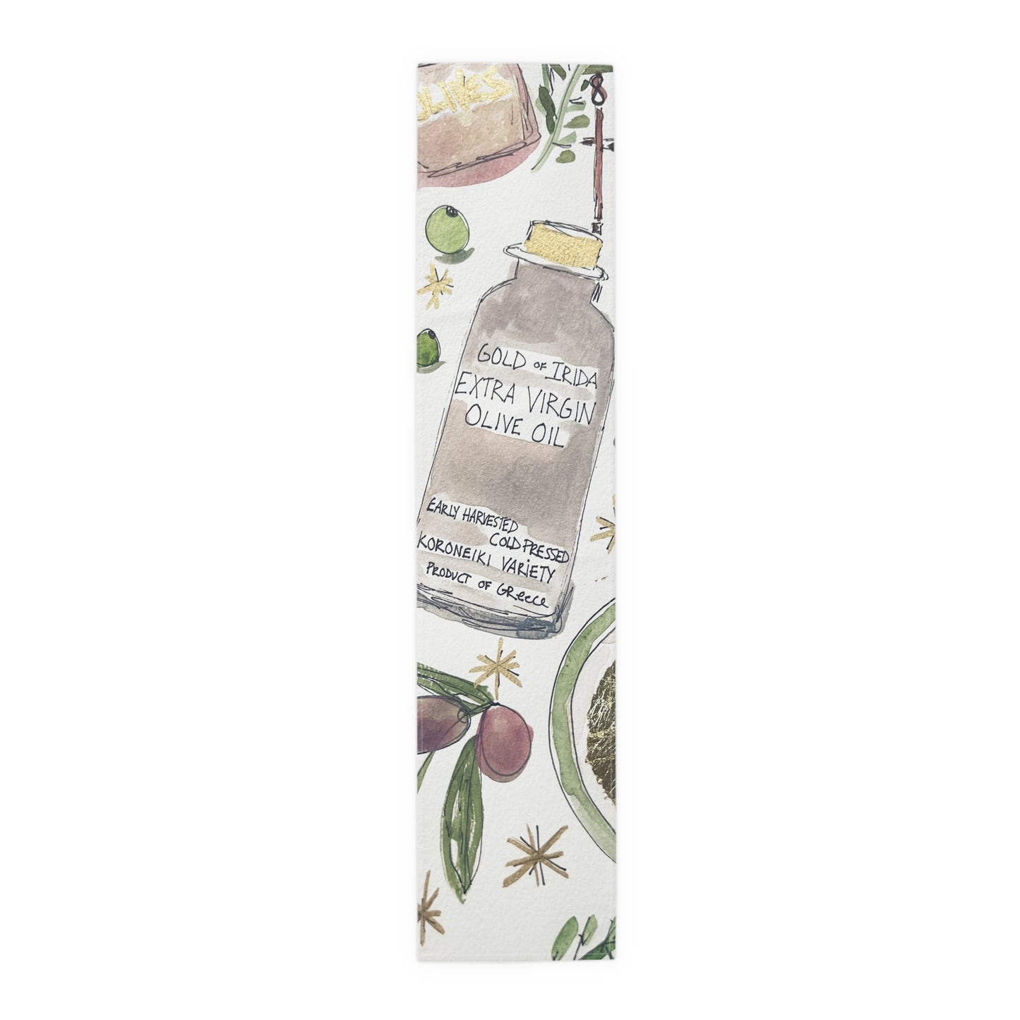 "Gold of Irida" Table Runner - Greek Olive Oil Inspired Original Painting by Jaclyn Altieri