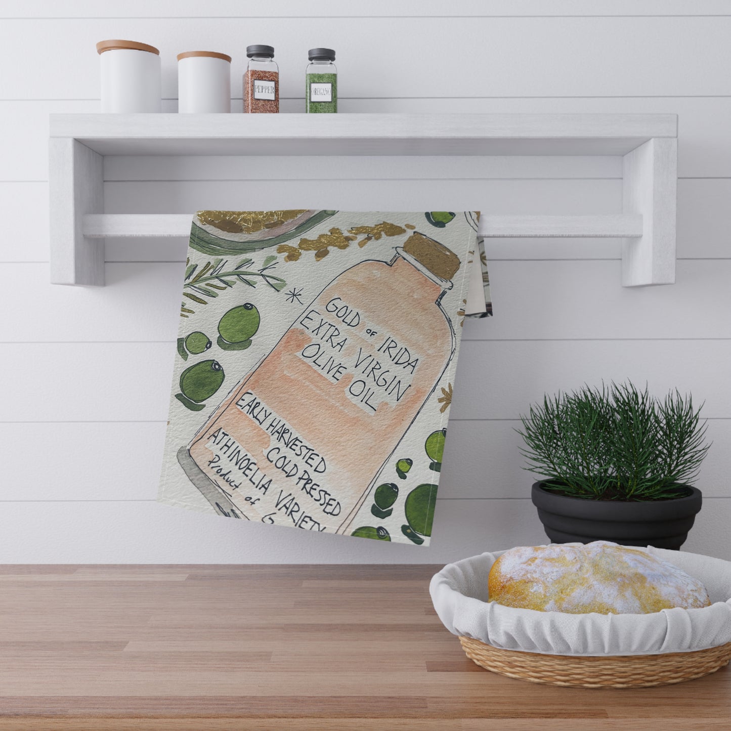 "Gold of Irida" Tea Towel Greek Olive Oil Inspired