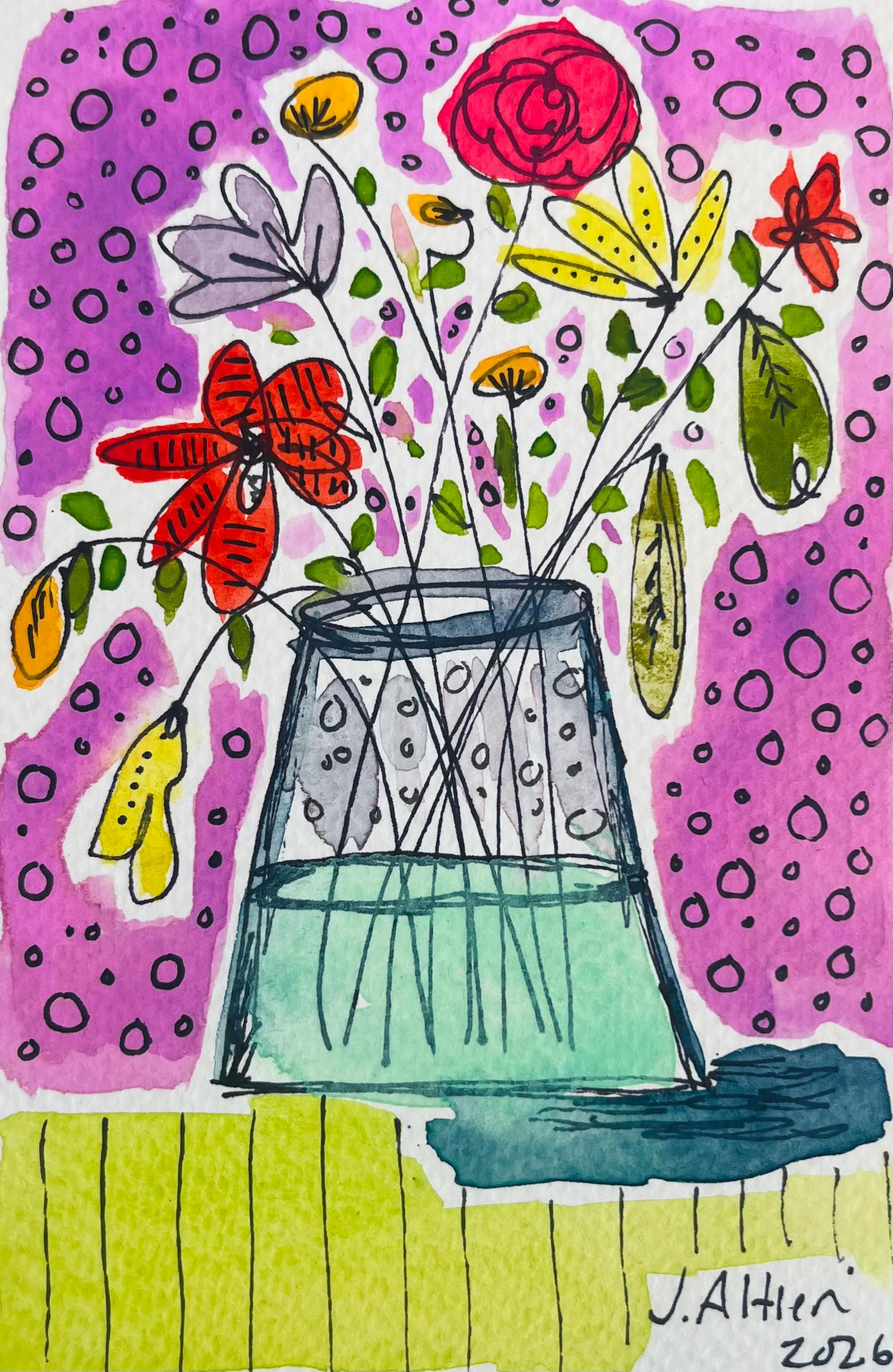 “Spring Dreams” mini mini original watercolor on paper