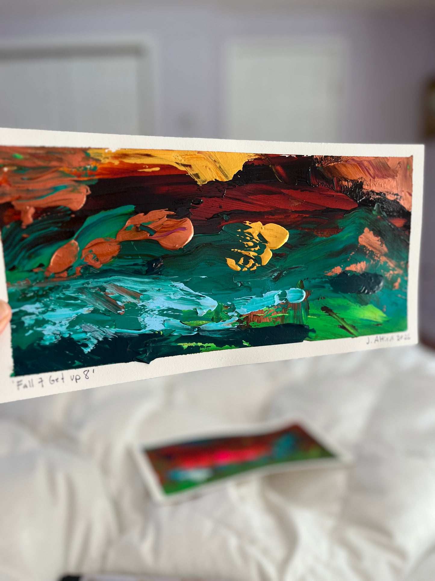 “Fall 7 Get Up 8” original painting on paper