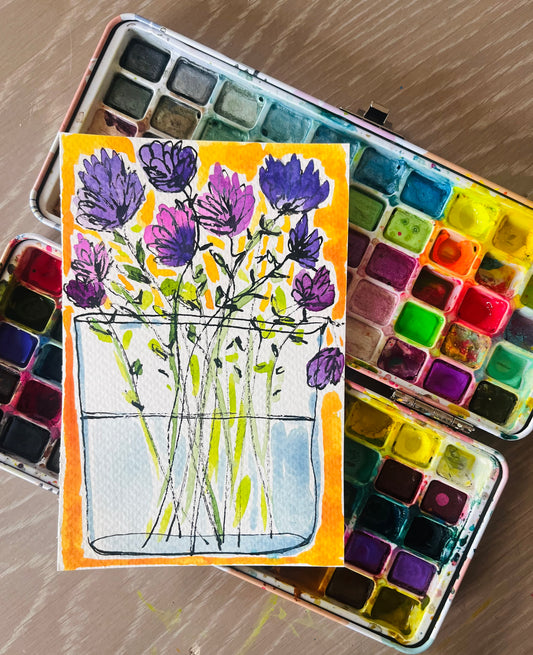 “Springtime Sunshine” mini mini original watercolor on paper