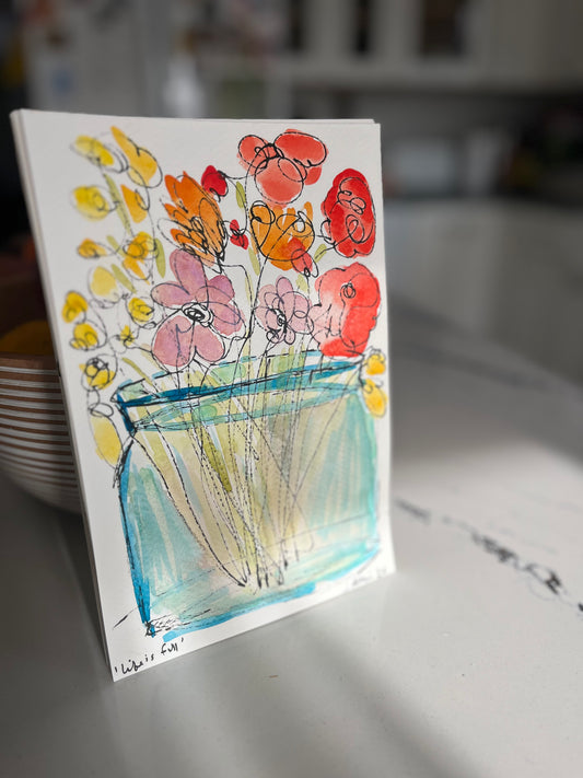 “Life is Full” original watercolor on paper mini