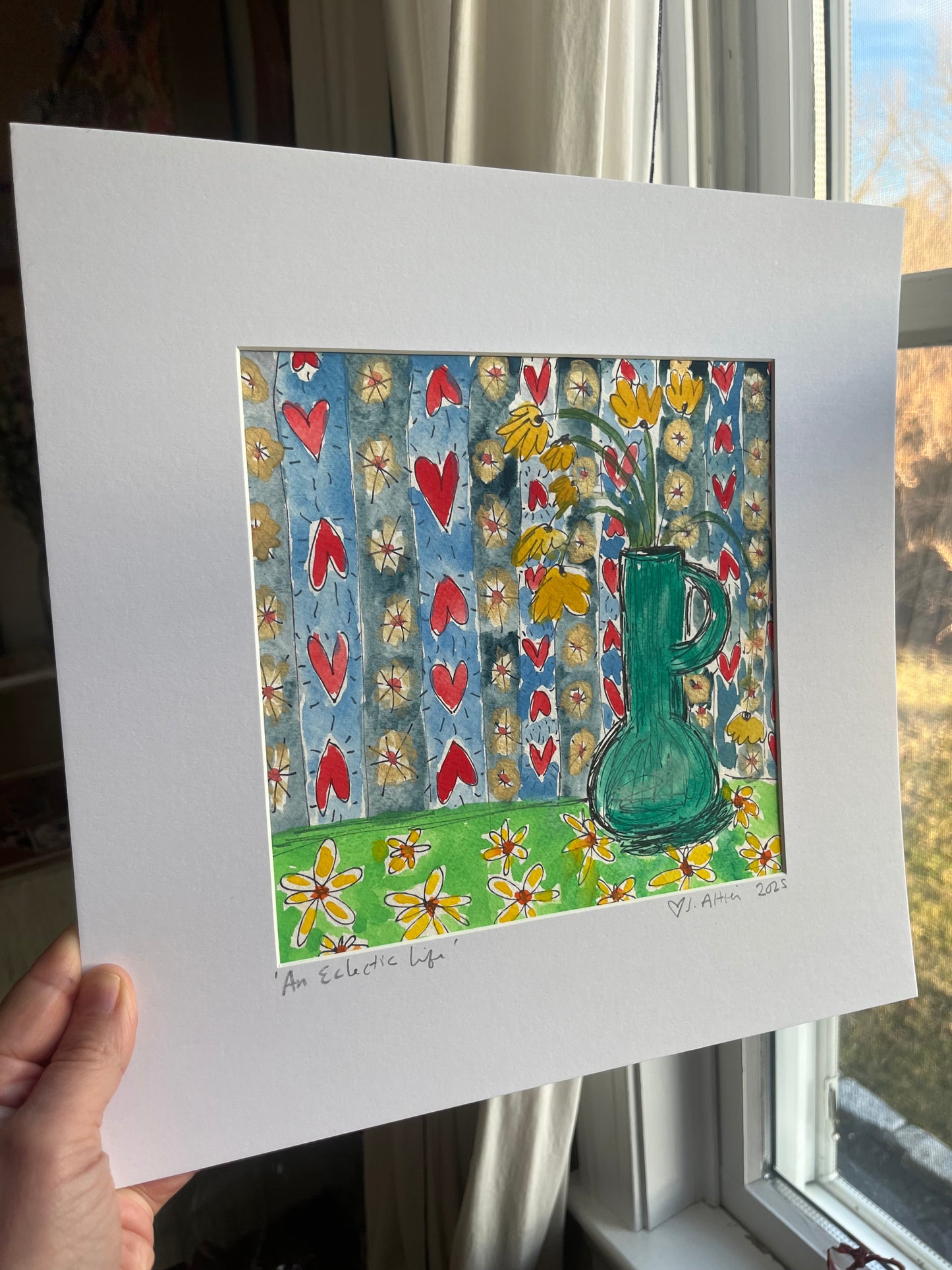 “An Eclectic Life” original watercolor matted