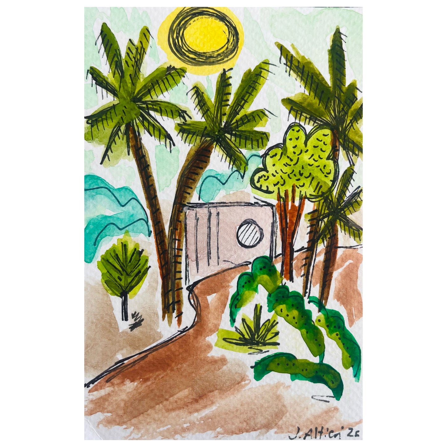 “Palm Royale” mini mini original watercolor on paper