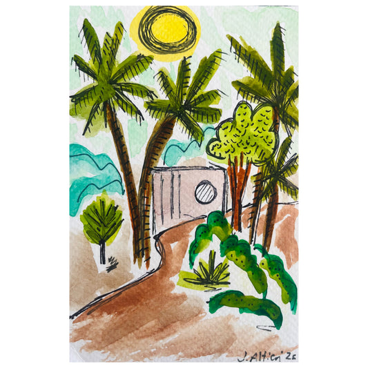 “Palm Royale” mini mini original watercolor on paper