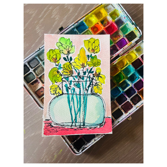 “It’s a Good Day” mini mini original painting on paper