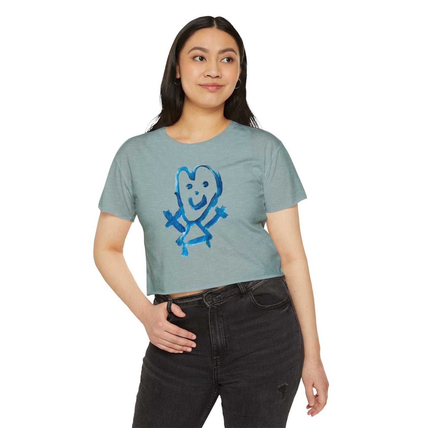 Crop Top Smiley Art Tee for Women - Shep's Famous Design