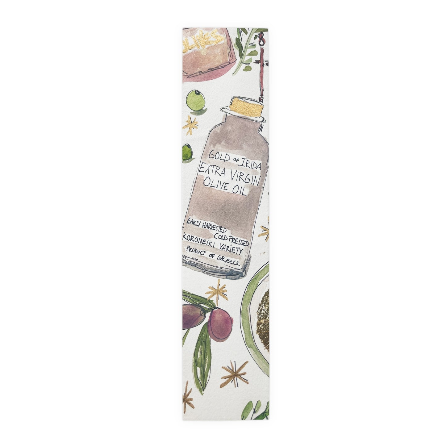 "Gold of Irida" Table Runner - Greek Olive Oil Inspired Original Painting by Jaclyn Altieri