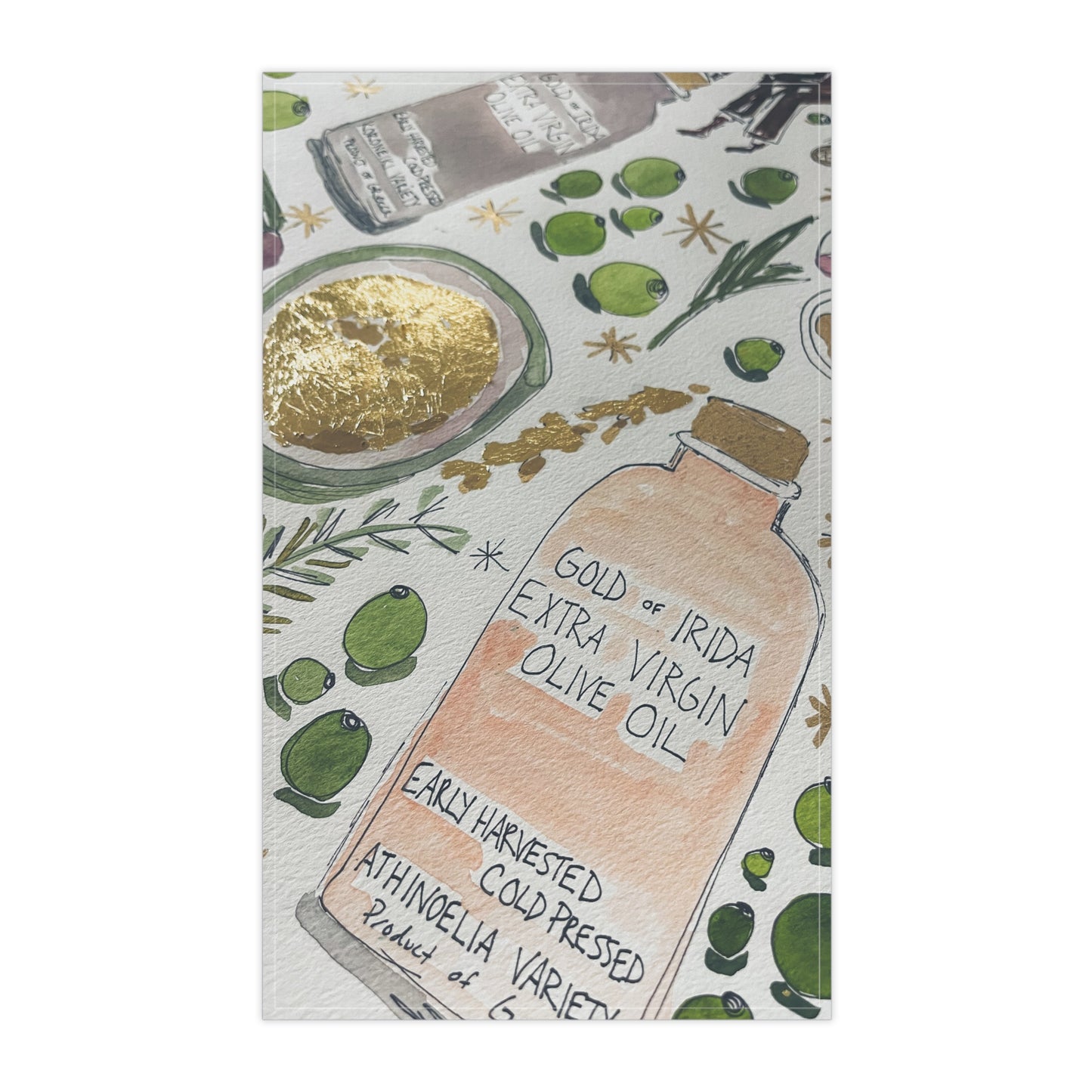 "Gold of Irida" Tea Towel Greek Olive Oil Inspired