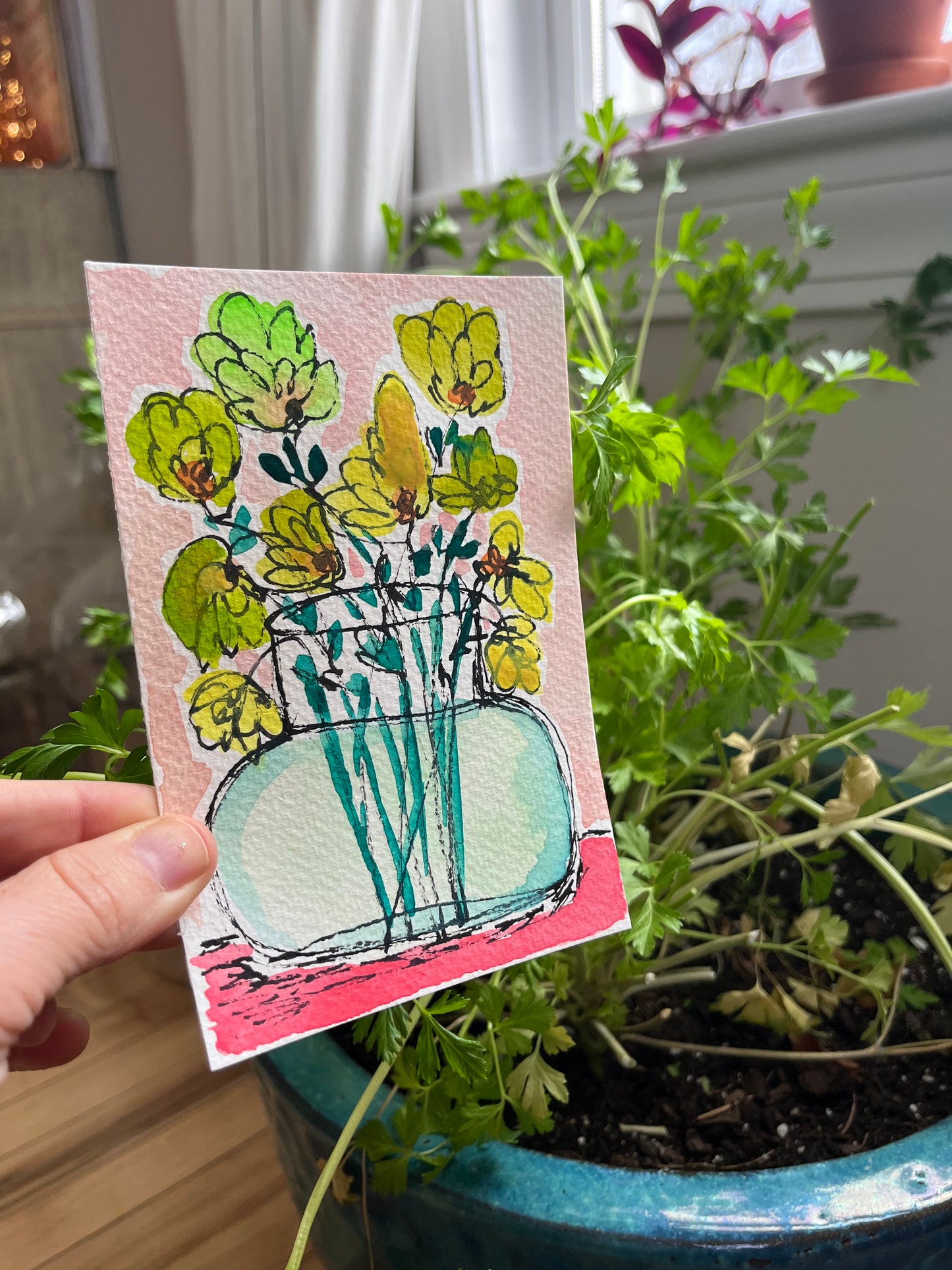 “It’s a Good Day” mini mini original painting on paper