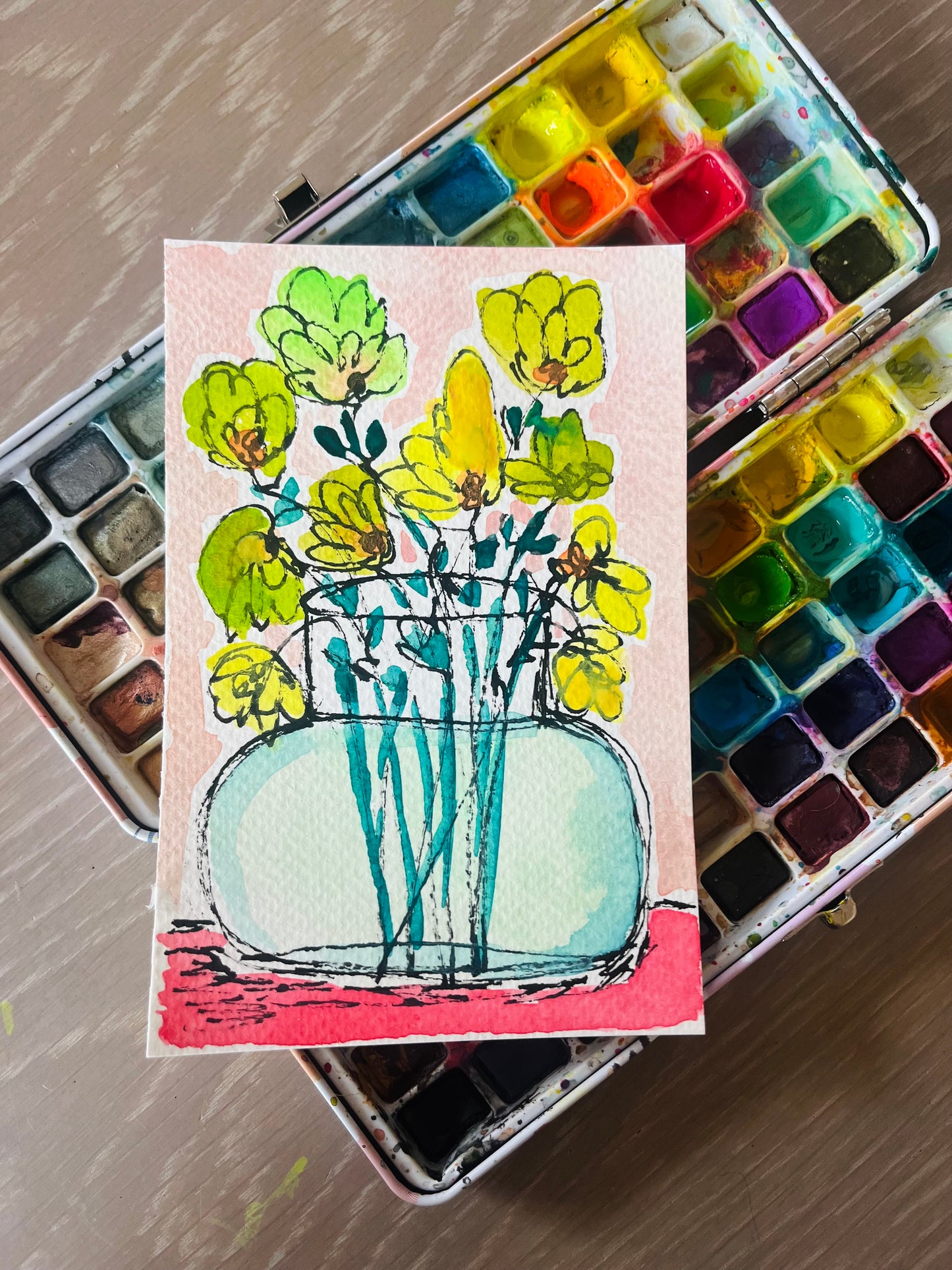 “It’s a Good Day” mini mini original painting on paper