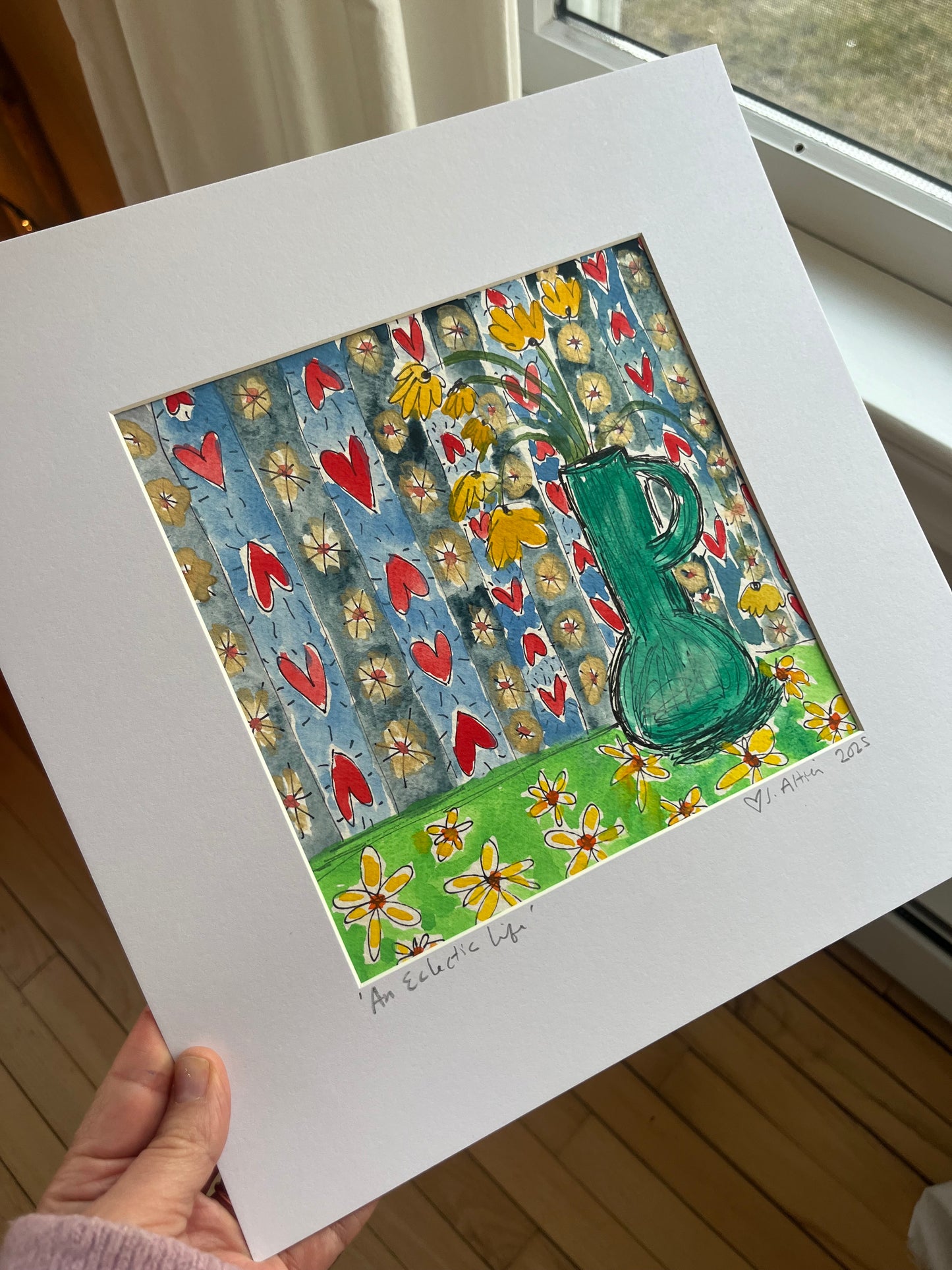 “An Eclectic Life” original watercolor matted