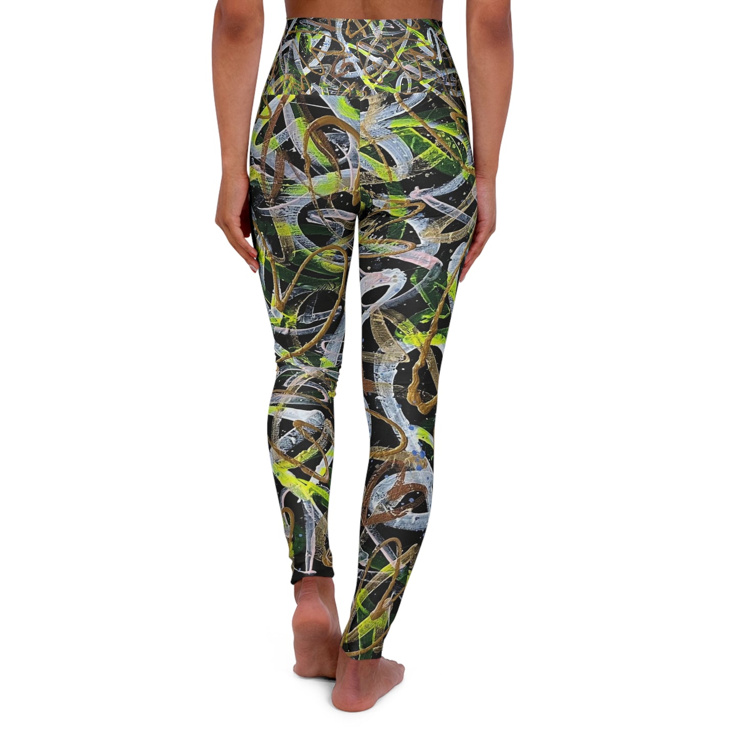 "Electric Mood"High Waisted Yoga Leggings (AOP)