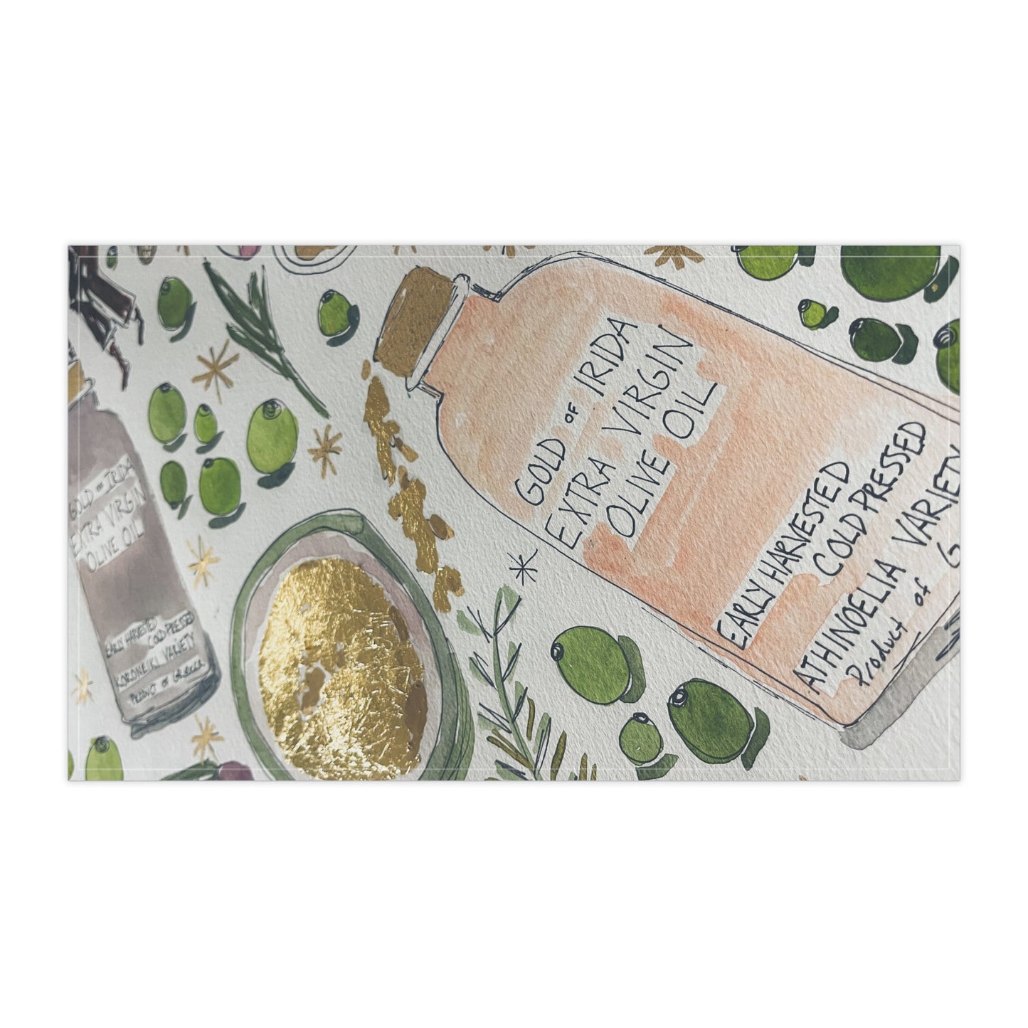 "Gold of Irida" Tea Towel Greek Olive Oil Inspired