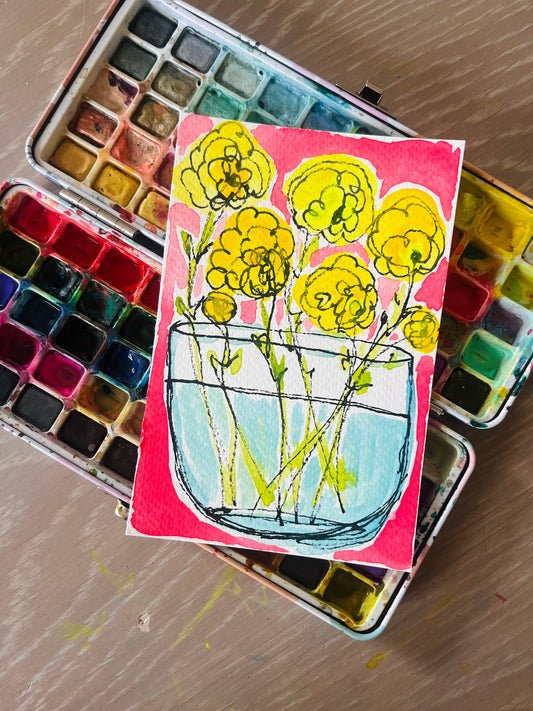 “Everything is Wonderful” mini mini original watercolor on paper