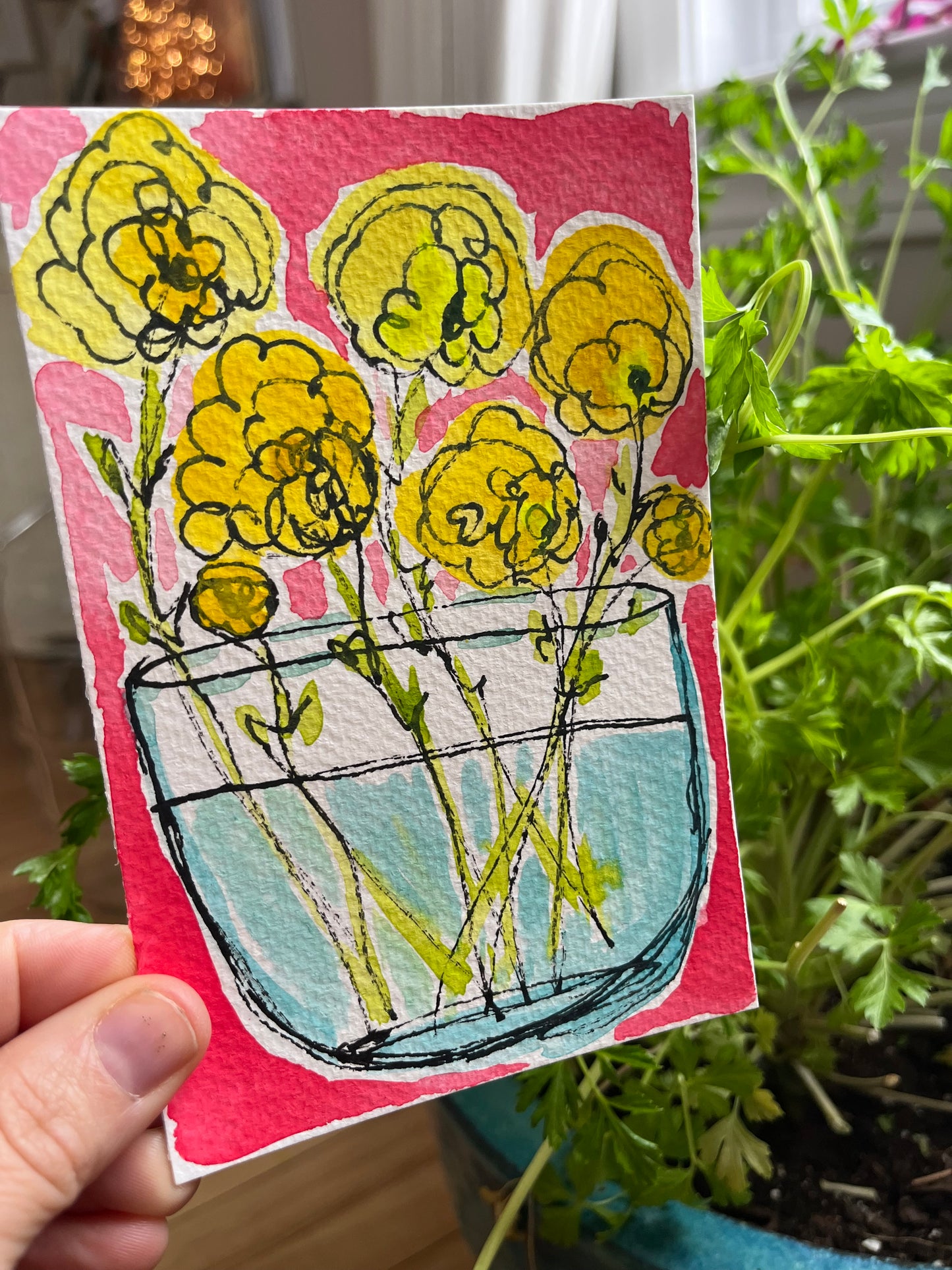 “Everything is Wonderful” mini mini original watercolor on paper