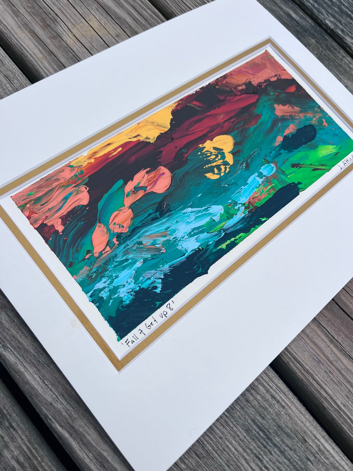 “Fall 7 Get Up 8” original painting on paper