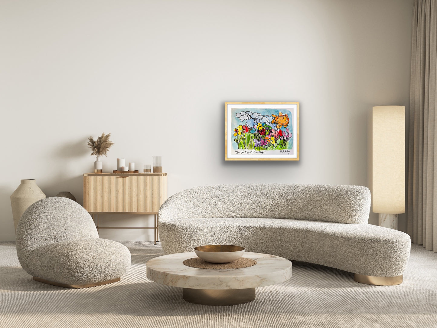 “Close Your Eyes and Feel the Magic” Original one line Blind drawing on paper