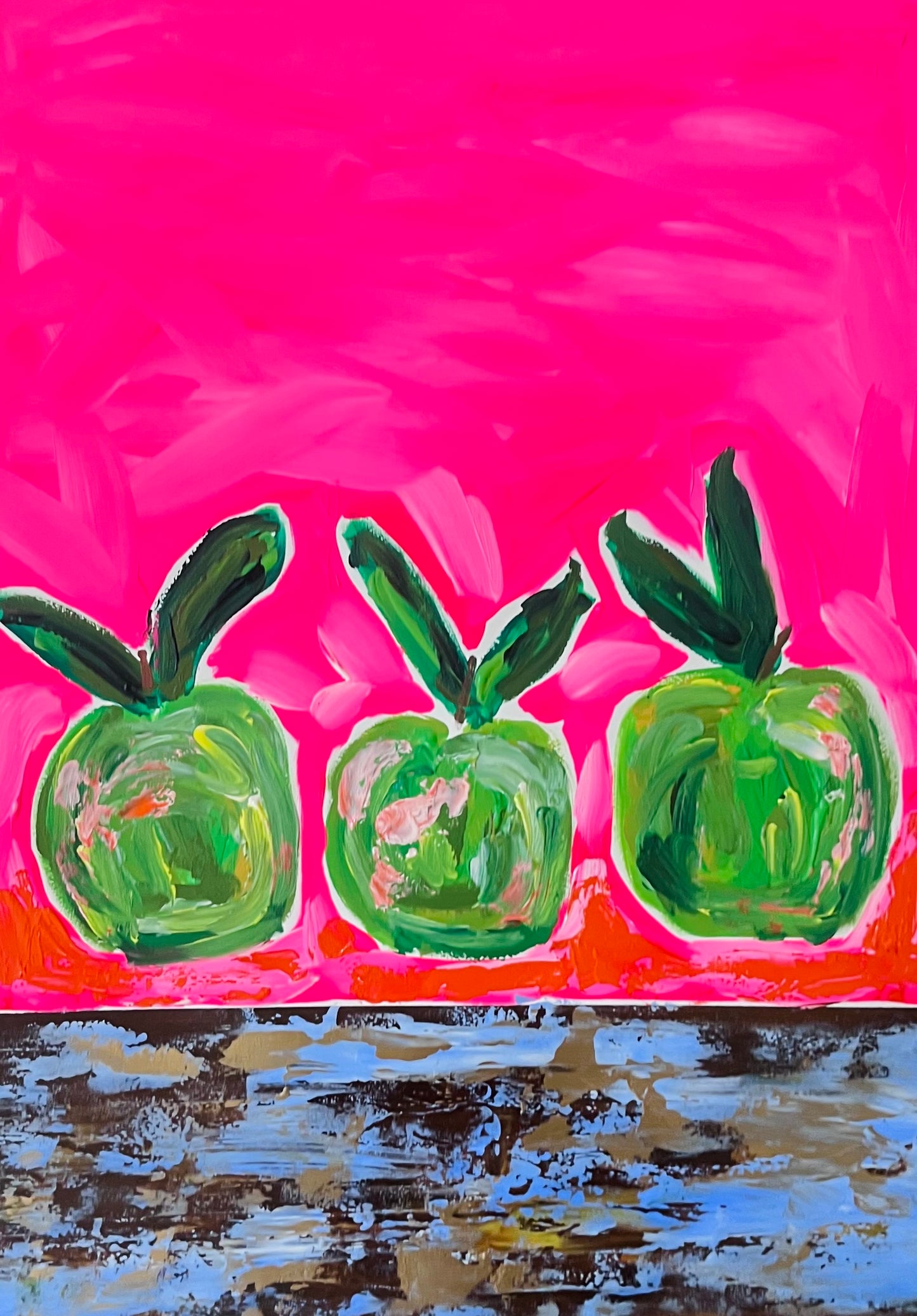 “No Bad Apples Here” original painting. Acrylic on paper unframed.
