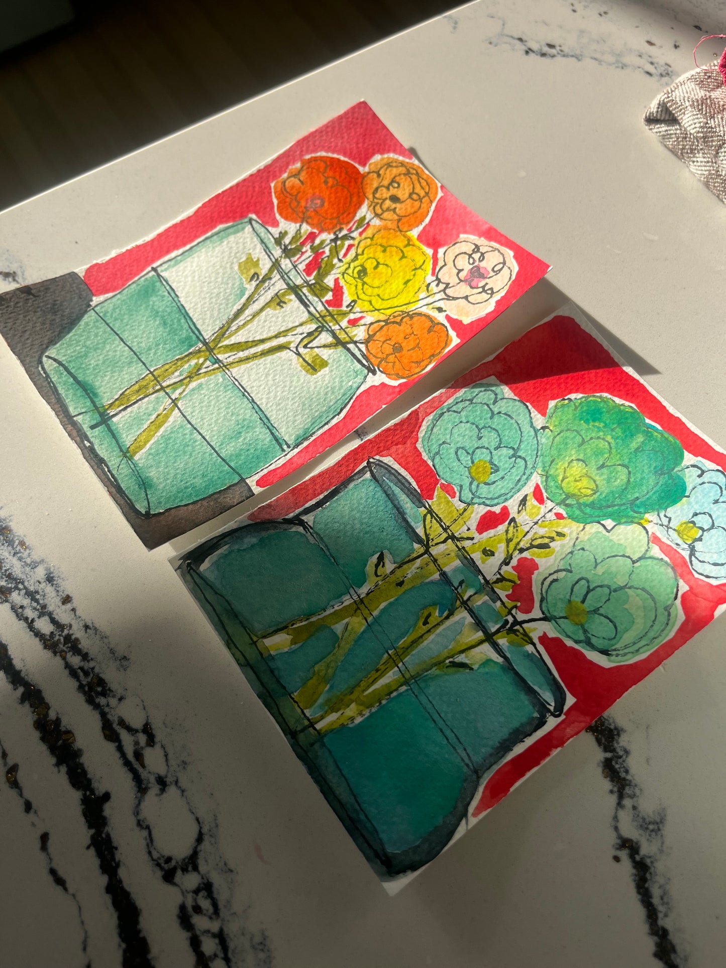 “You Light Me Up” original mini mini watercolor on paper