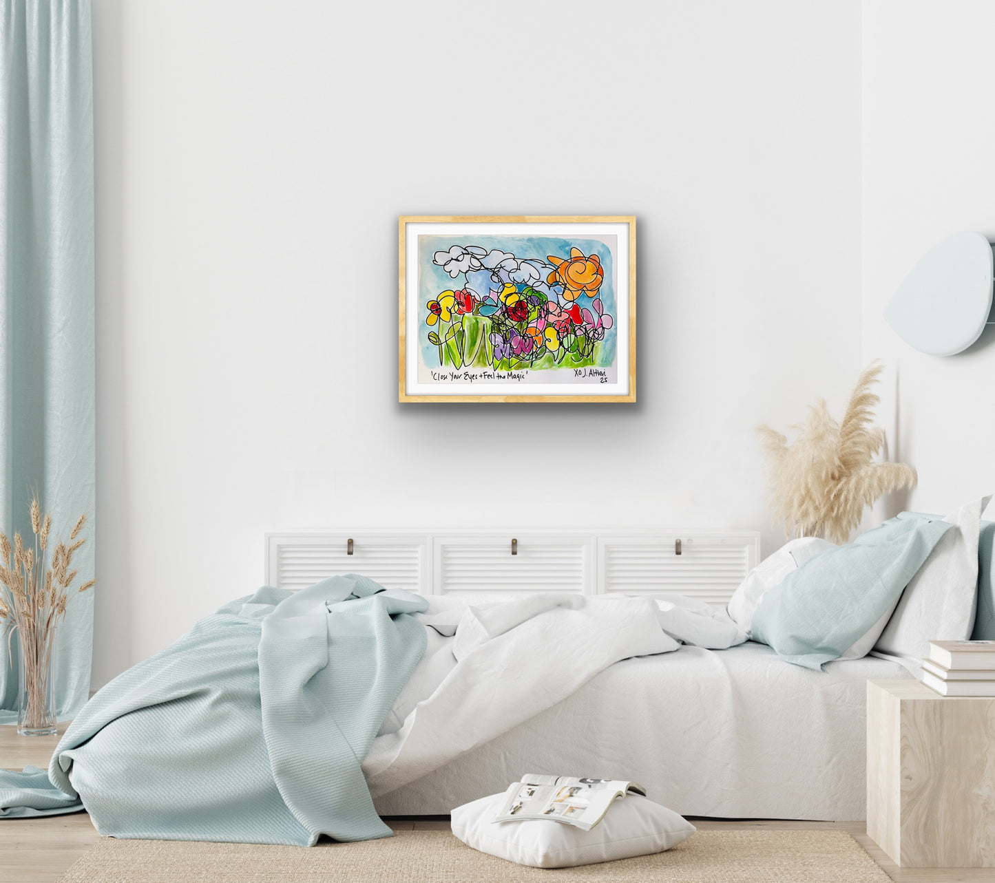 “Close Your Eyes and Feel the Magic” Original one line Blind drawing on paper