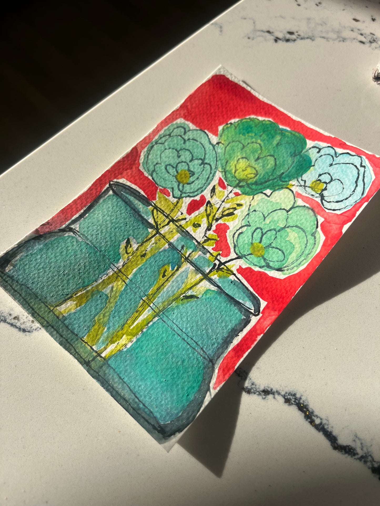 “You Light Me Up” original mini mini watercolor on paper