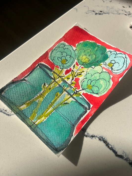 “You Light Me Up” original mini mini watercolor on paper