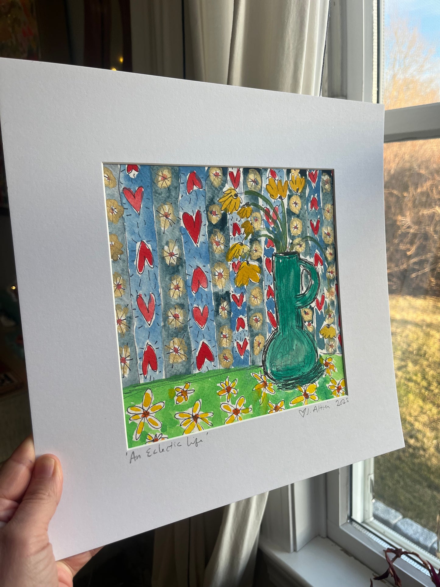 “An Eclectic Life” original watercolor matted