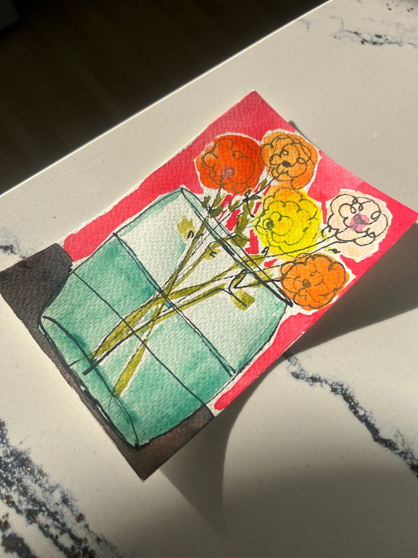 “With You” original mini mini watercolor on paper