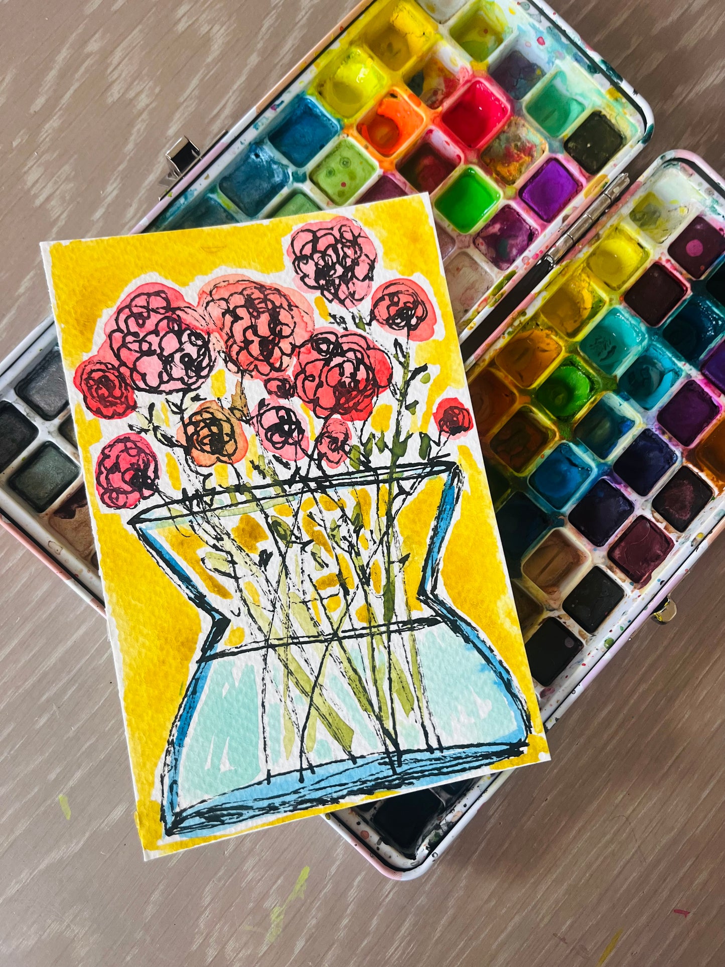 “I Love This Space” mini mini original watercolor on paper