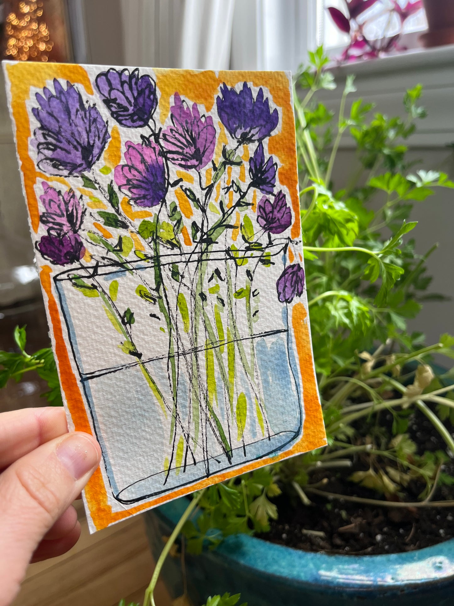 “Springtime Sunshine” mini mini original watercolor on paper