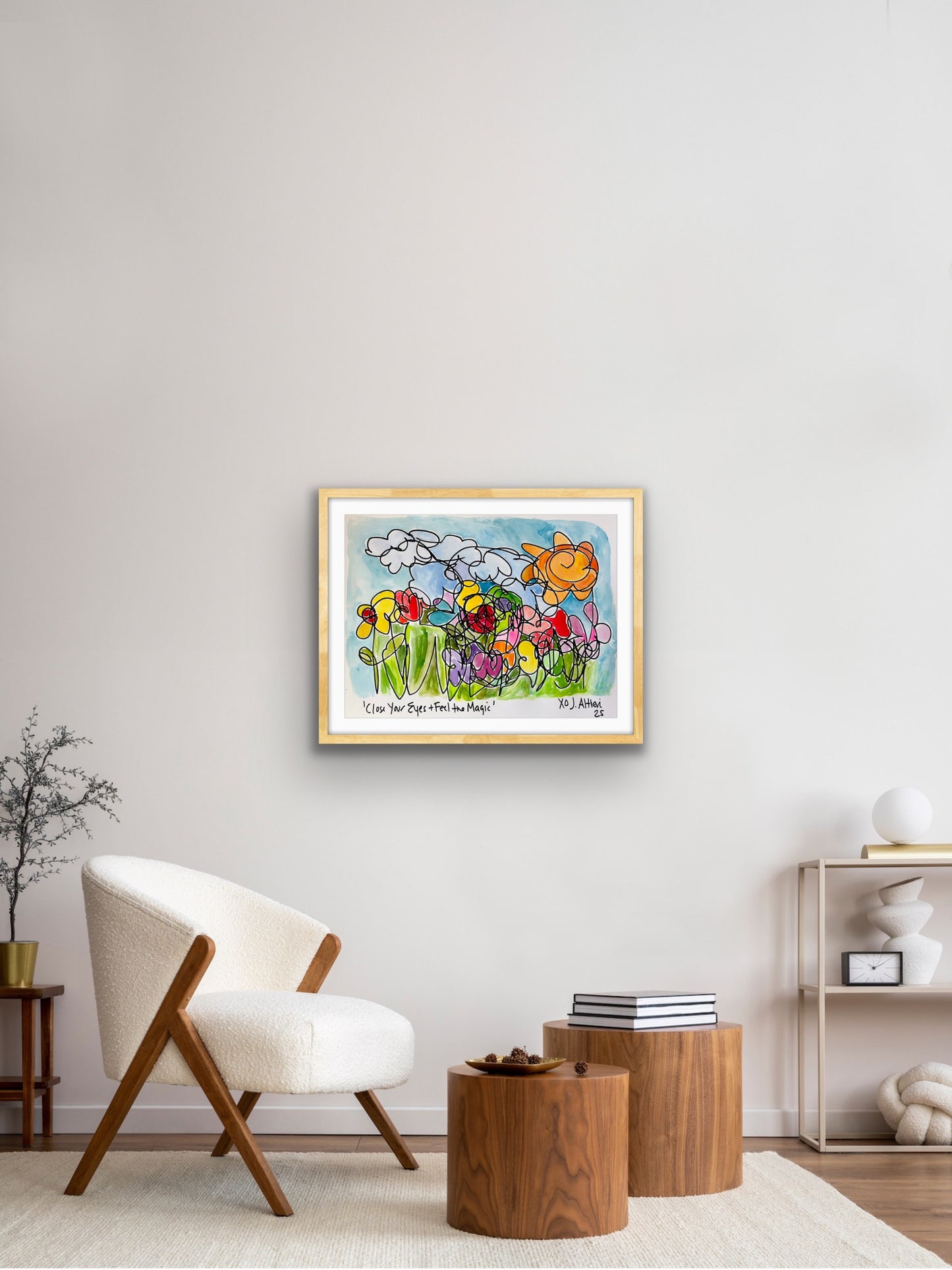 “Close Your Eyes and Feel the Magic” Original one line Blind drawing on paper