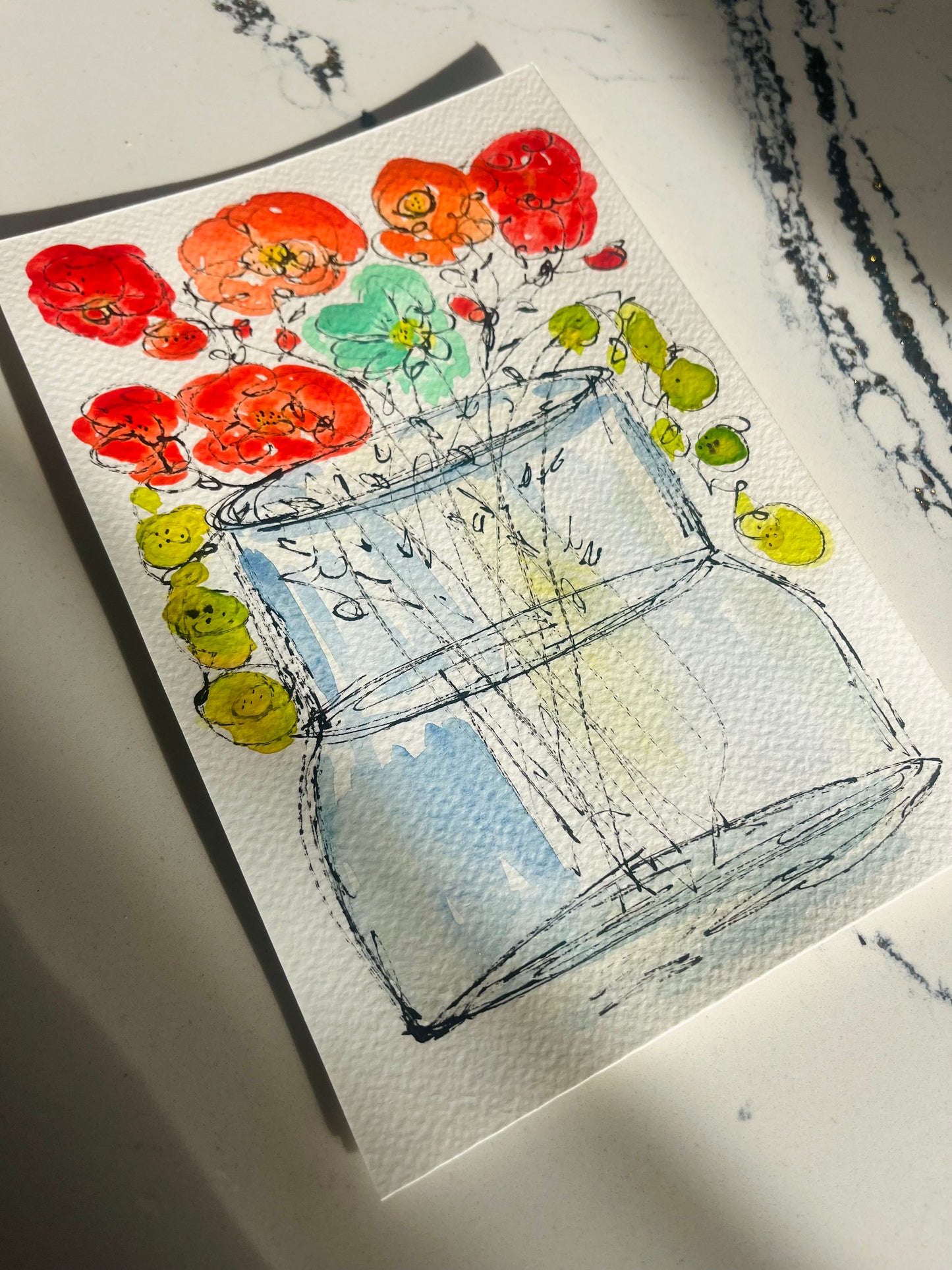 “Flowers Are Necessary” part of my mini watercolor painting series