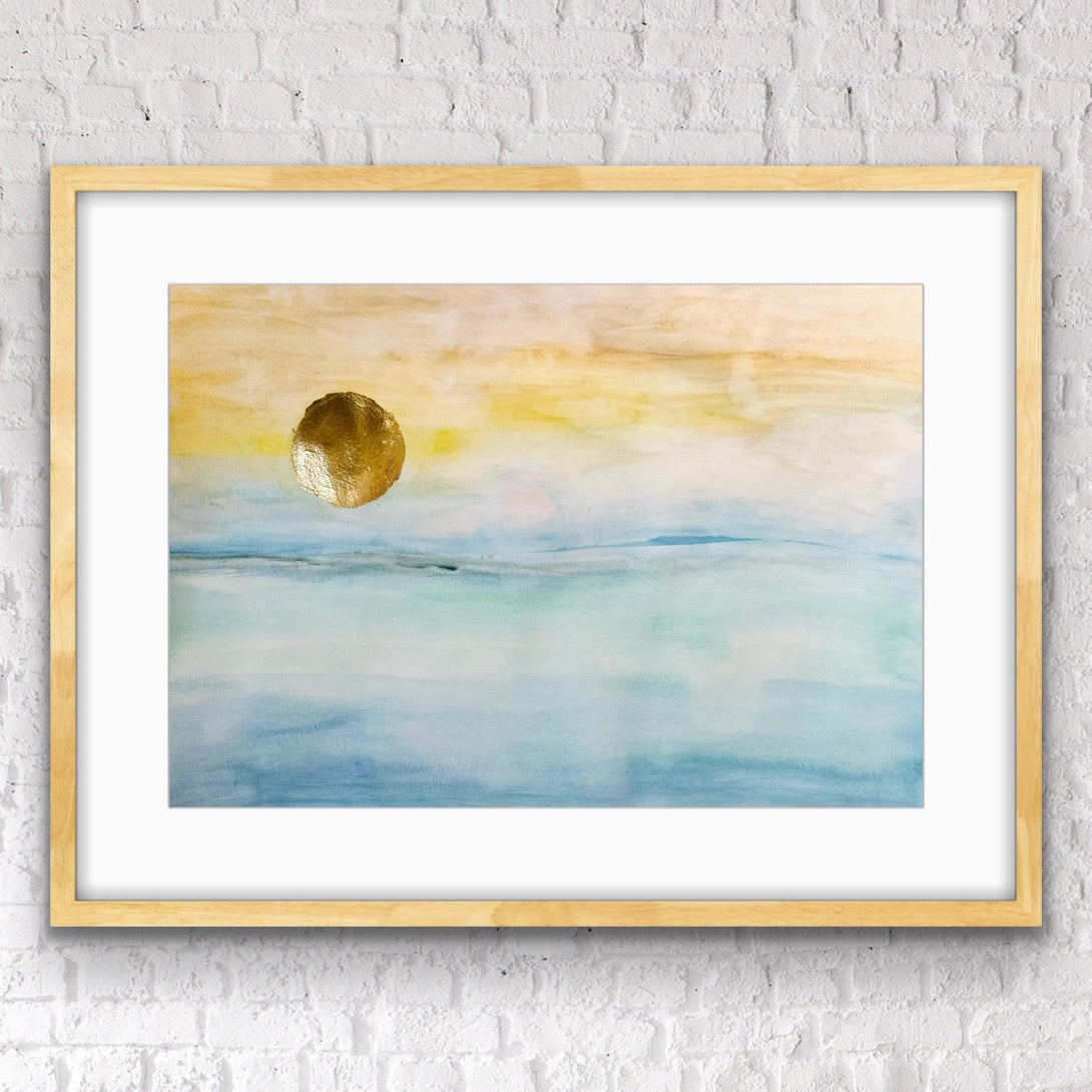 "Enjoy Your Space" Watercolor + Gold leaf on Paper