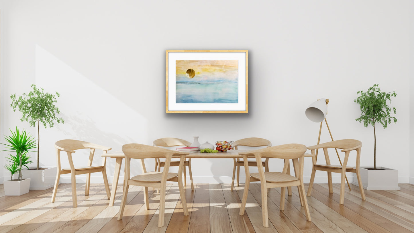 "Enjoy Your Space" Watercolor + Gold leaf on Paper