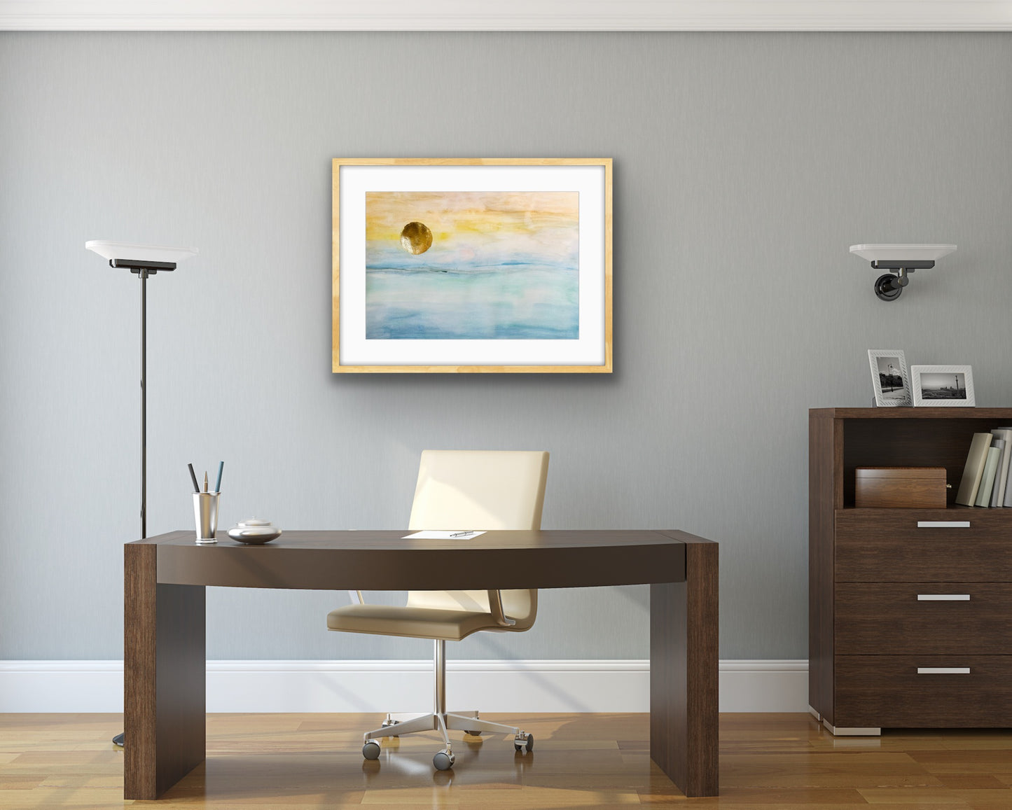 "Enjoy Your Space" Watercolor + Gold leaf on Paper