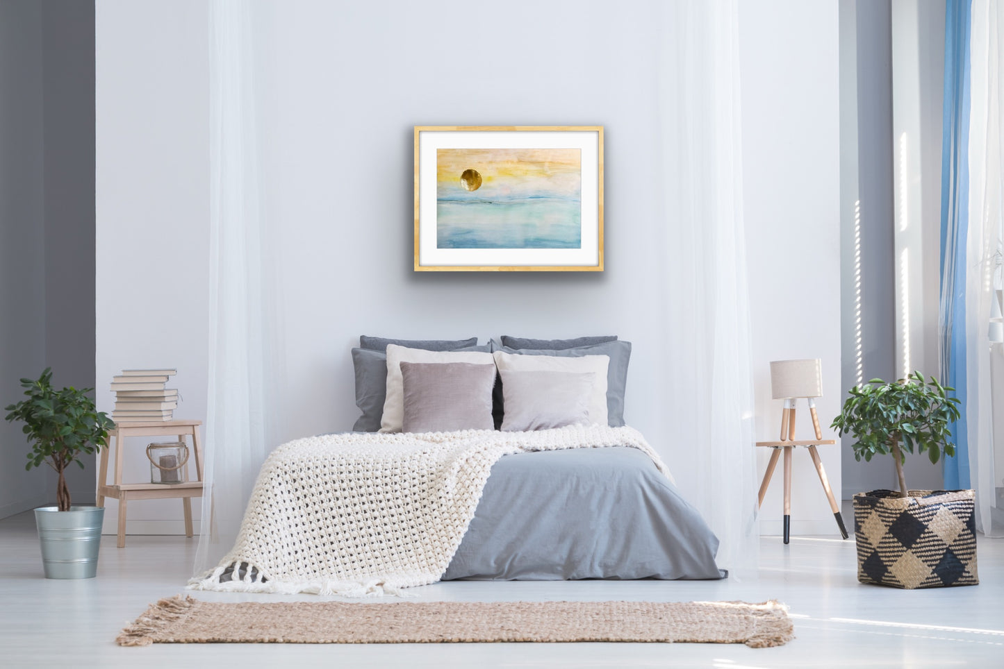 "Enjoy Your Space" Watercolor + Gold leaf on Paper